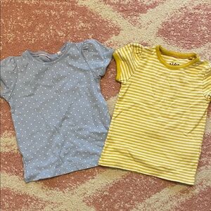 Mini Boden Blue Dot Tee & Yellow Stripe Tee Set